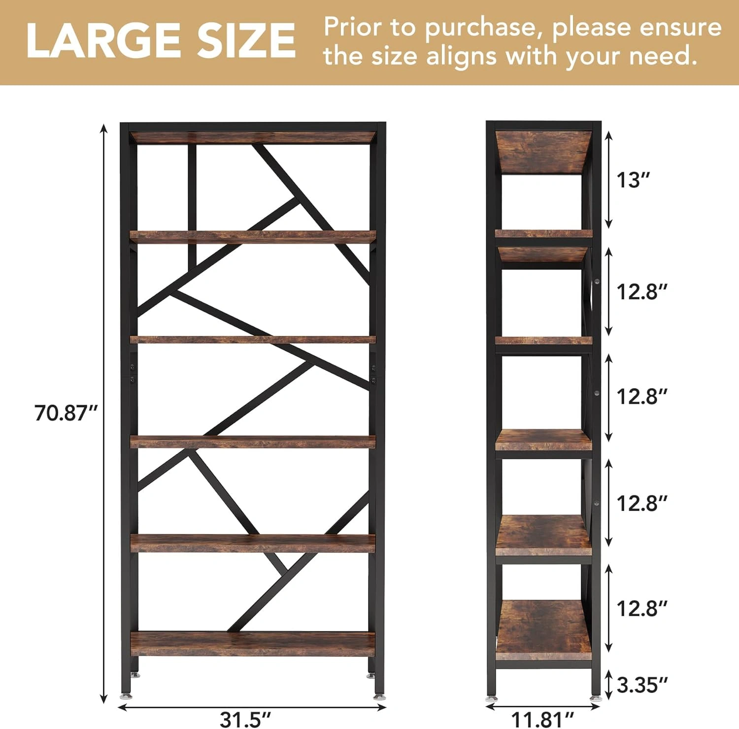 Modern Book Shelf Storage Cabinet with Doors, Organizational Bookcase for Living Room Bedroom view 2