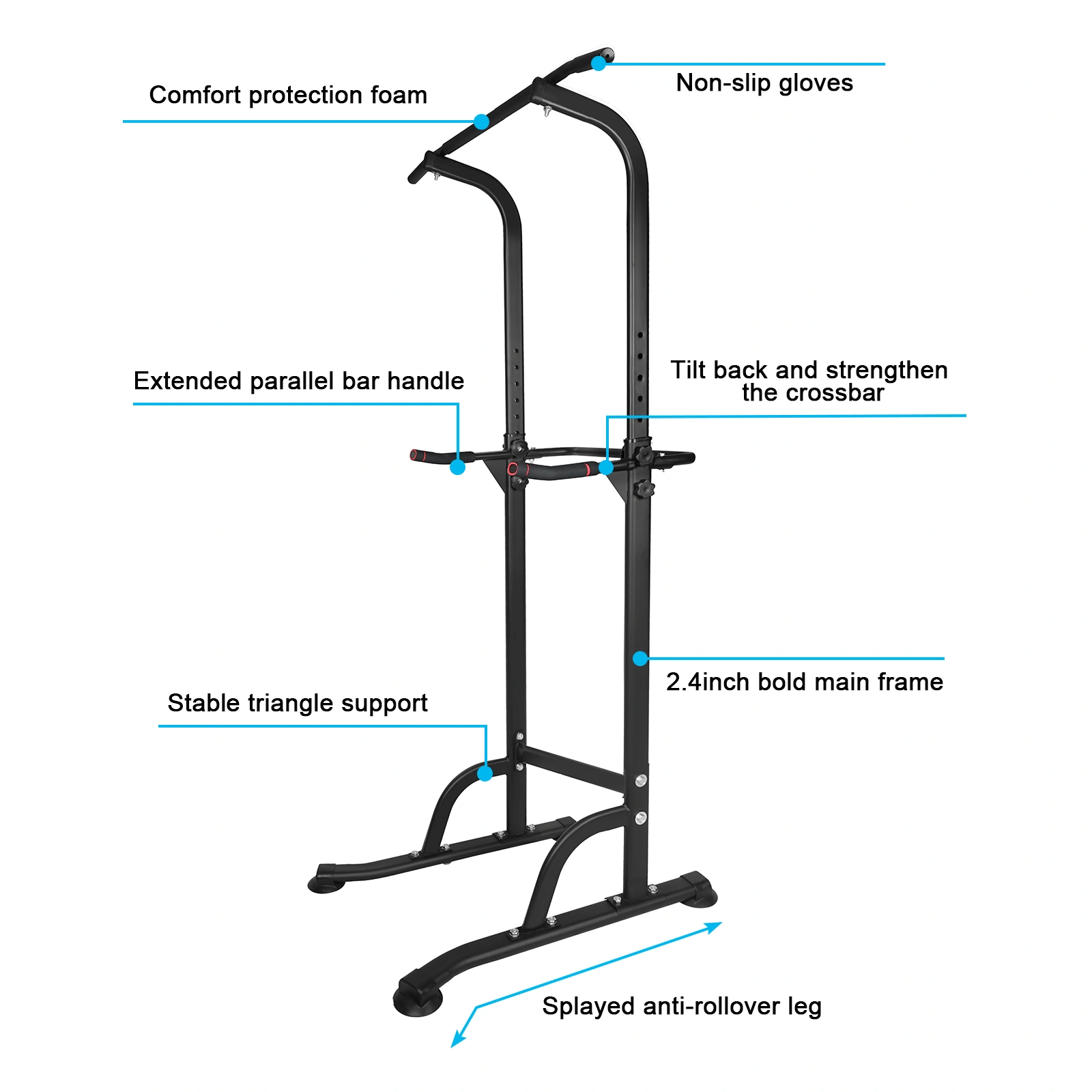 Power Tower Dip Station - Height Adjustable Pull Up Bar, Multi-Function Home Gym Strength Training Equipment for Full Body Workout view 2