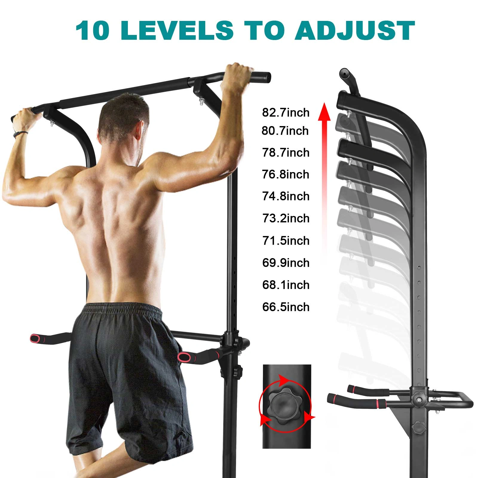 Power Tower Dip Station - Height Adjustable Pull Up Bar, Multi-Function Home Gym Strength Training Equipment for Full Body Workout view 6