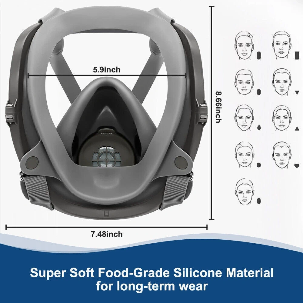Reusable Full Face Mask Respirator for Woodworking Painting Welding Protection view 2