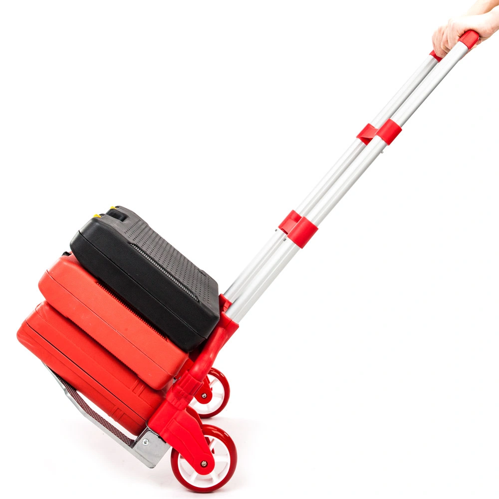 Portable Aluminium Cart Folding Dolly Push Truck Hand Collapsible Trolley Luggage Red view 14