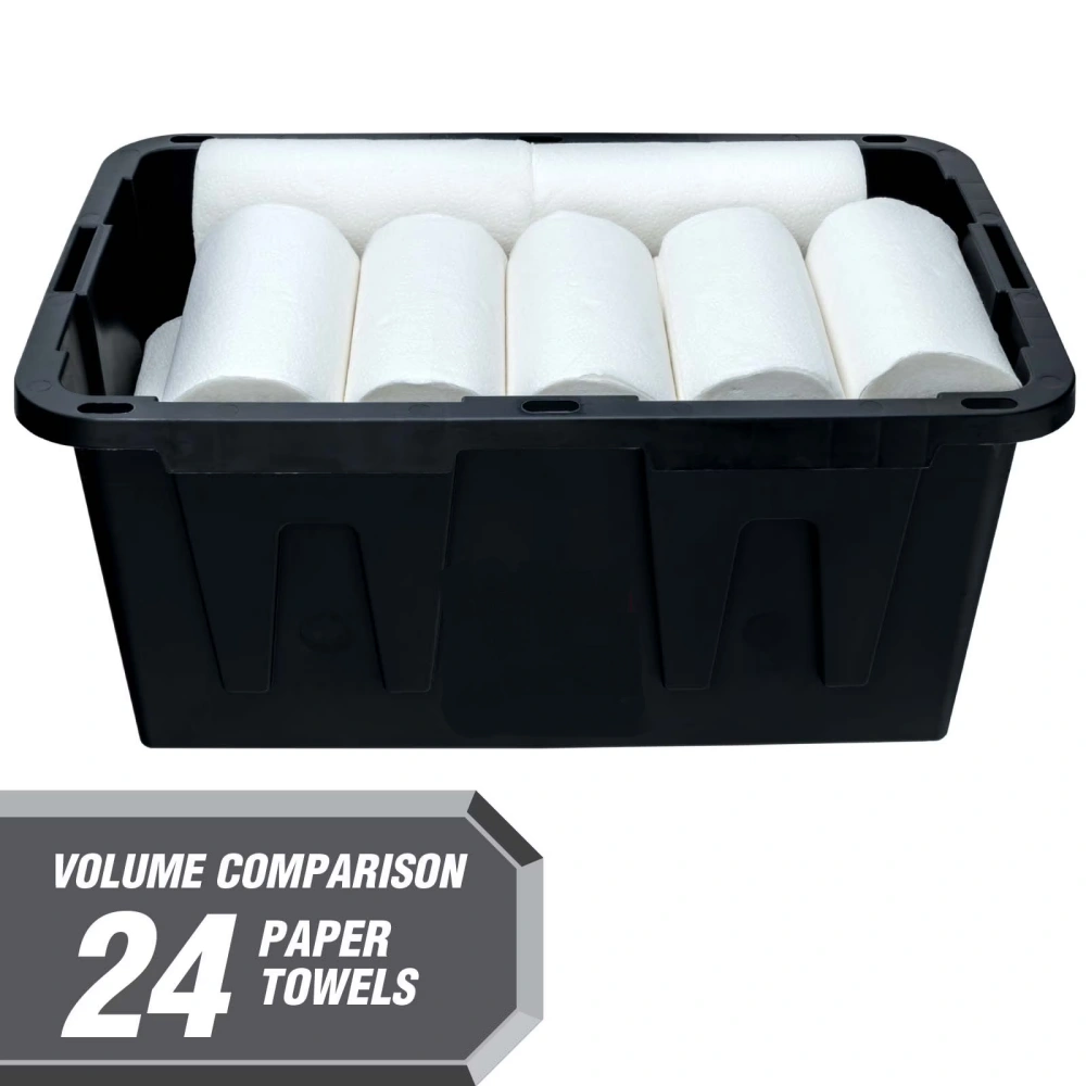 (6 pack)27 Gallon Large Storage Bin with Snap Lid, Black and Red, Heavy Duty Plastic Storage Container view 2