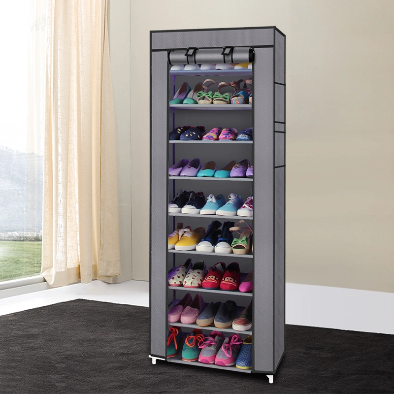 Fashionable Room-saving 9 Lattices Non-woven Fabric Shoe Rack Gray view 16