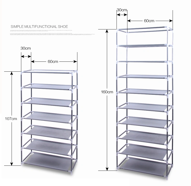 Fashionable Room-saving 9 Lattices Non-woven Fabric Shoe Rack Gray view 2