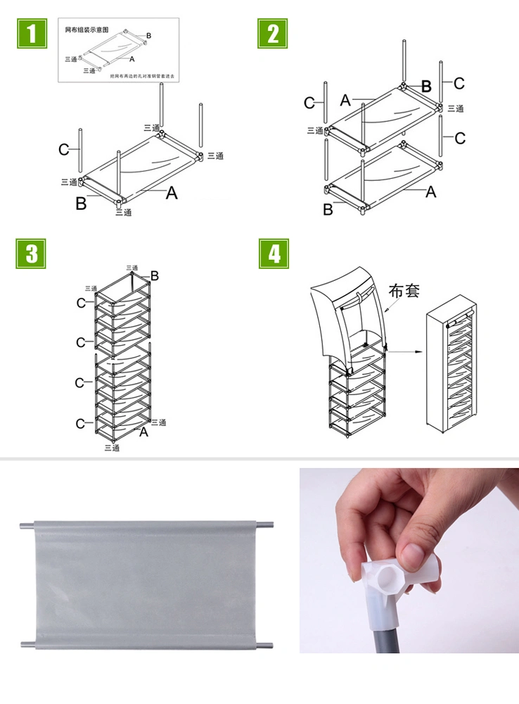 Fashionable Room-saving 9 Lattices Non-woven Fabric Shoe Rack Gray view 3