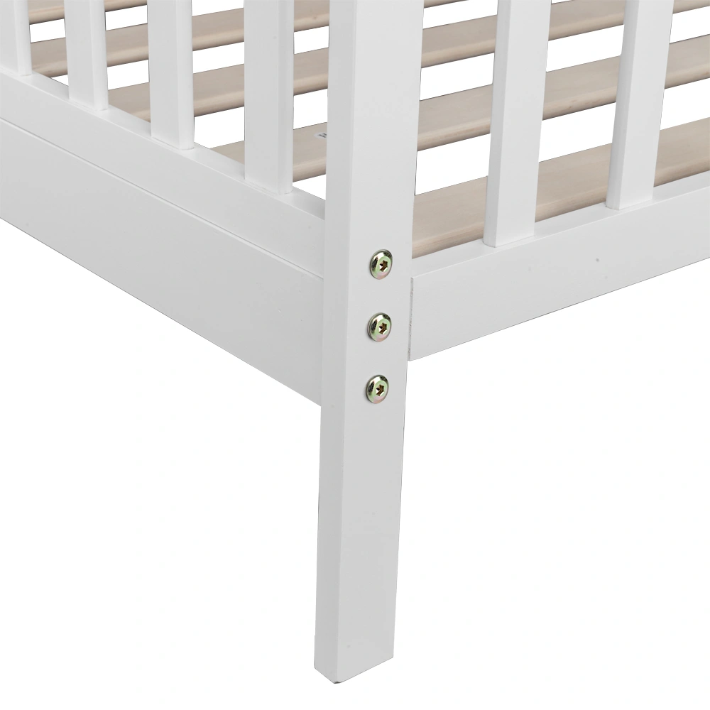 Wooden Baby Toddler Bed Children Bedroom Furniture with Safety Guardrails White view 8