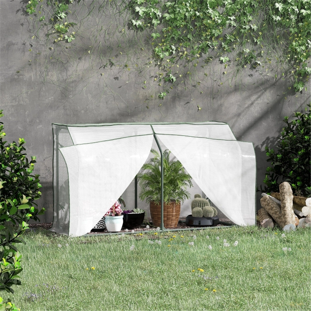 Mini Greenhouse for Indoors/Outdoors - Compact Polyethylene Plant Grow Tent with Zipper Door