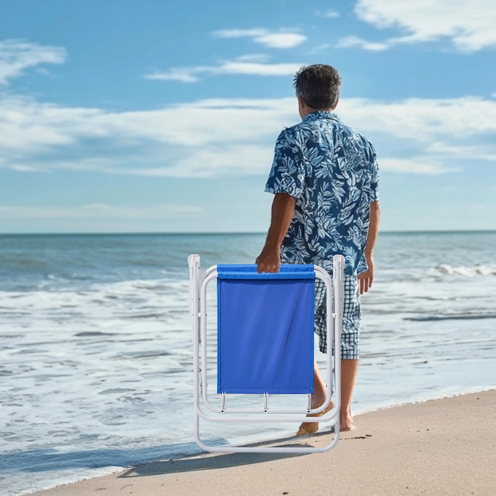Folding Beach Chair with Umbrella for Adults, Lightweight Porable Camping Chair with 265lbs Capacity for Travel Picnic Concert & Outdoor Activities, Blue view 11
