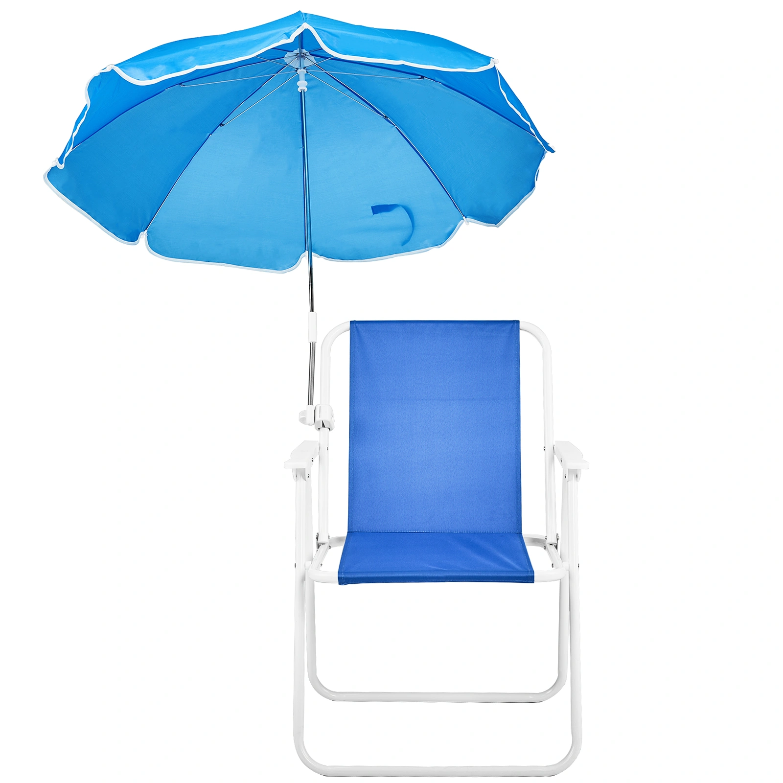 Folding Beach Chair with Umbrella for Adults, Lightweight Porable Camping Chair with 265lbs Capacity for Travel Picnic Concert & Outdoor Activities, Blue view 2