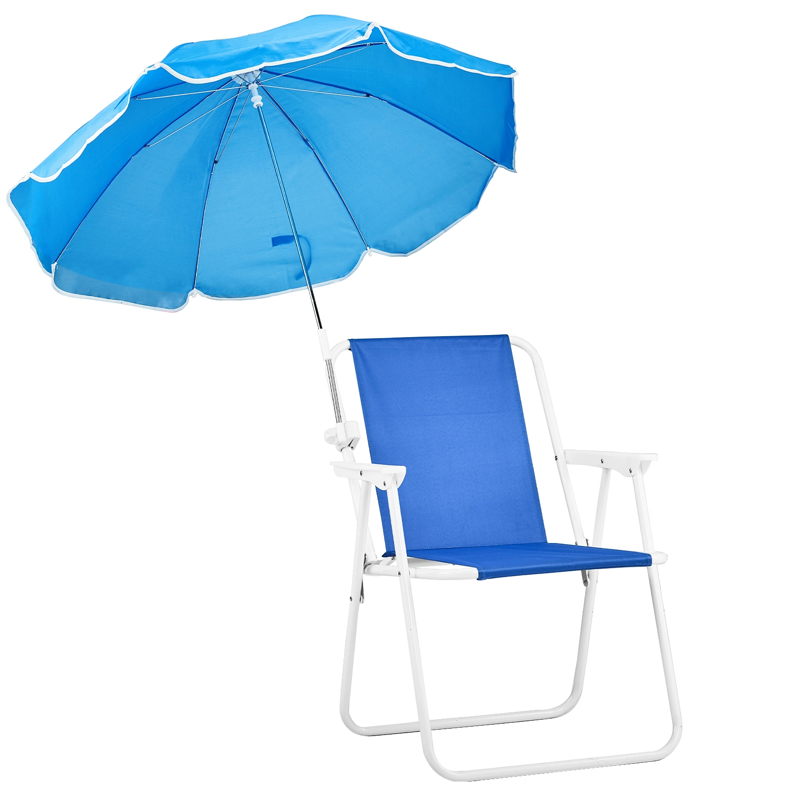 Folding Beach Chair with Umbrella for Adults, Lightweight Porable Camping Chair with 265lbs Capacity for Travel Picnic Concert & Outdoor Activities, Blue view 3