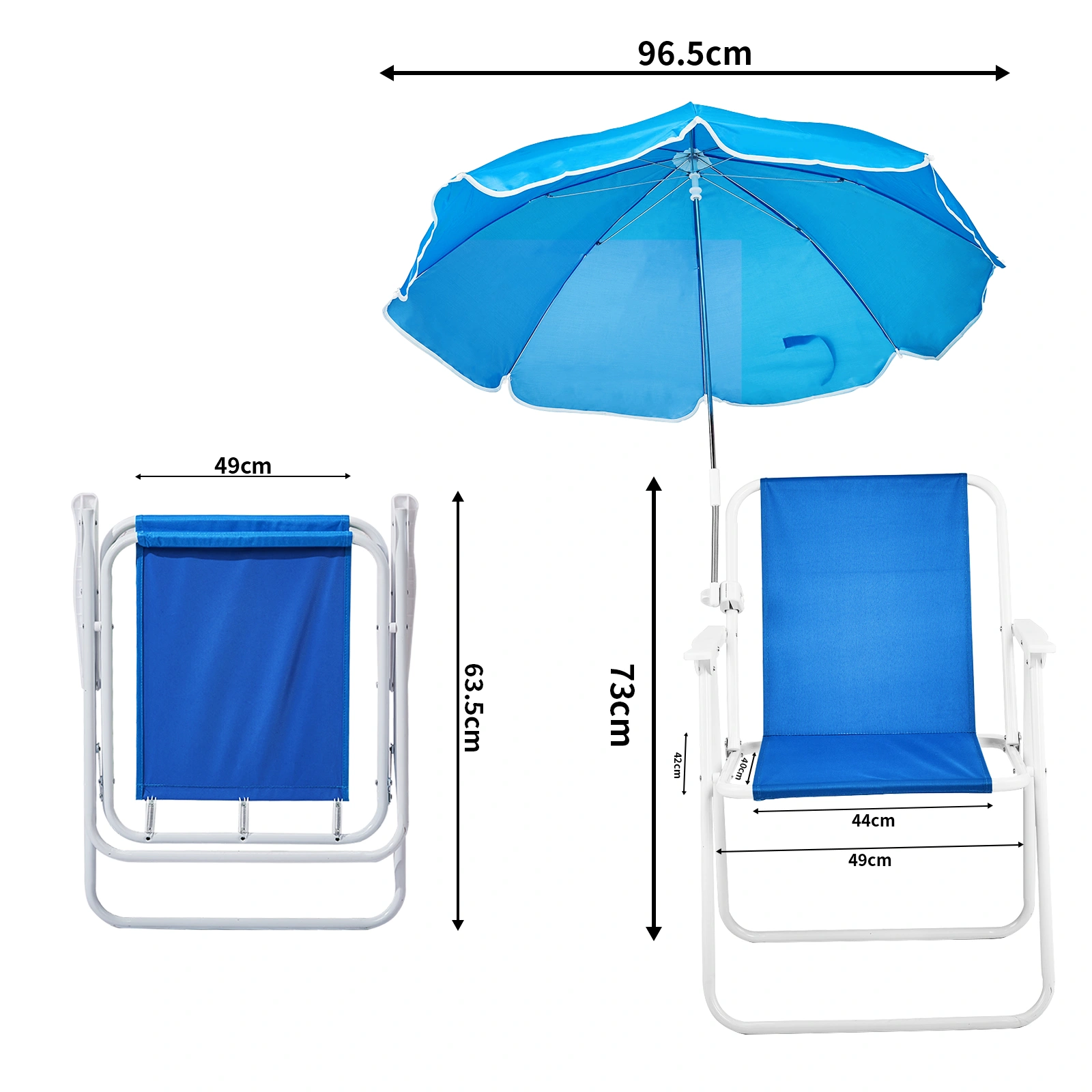 Folding Beach Chair with Umbrella for Adults, Lightweight Porable Camping Chair with 265lbs Capacity for Travel Picnic Concert & Outdoor Activities, Blue view 4