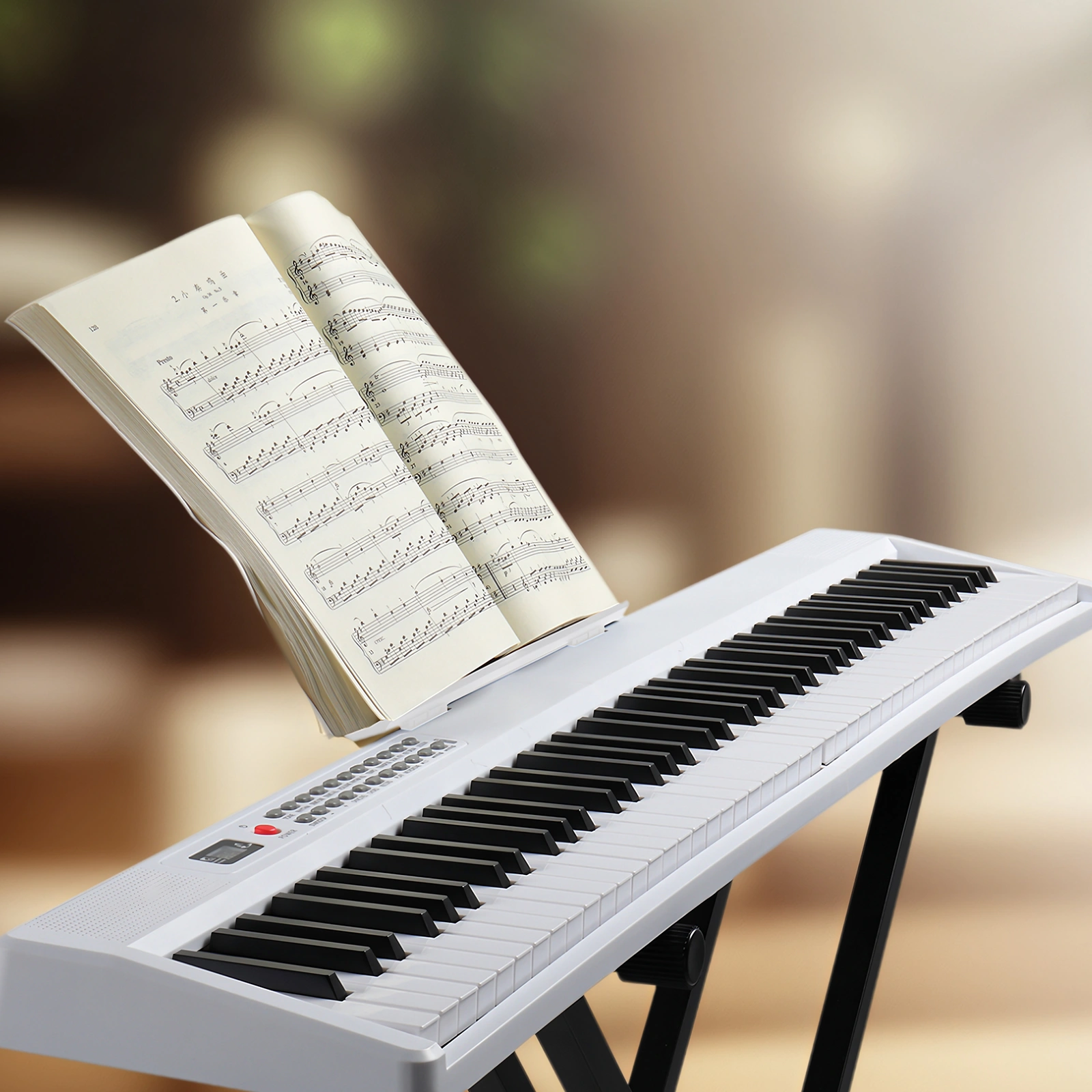 88 Key Folding Piano Semi-Weighted Standard Keyboards Digital Piano with Dual-tube X-Shape Stand, MIDI Bluetooth, Handbag,Headphone,for Piano Lover White color view 7