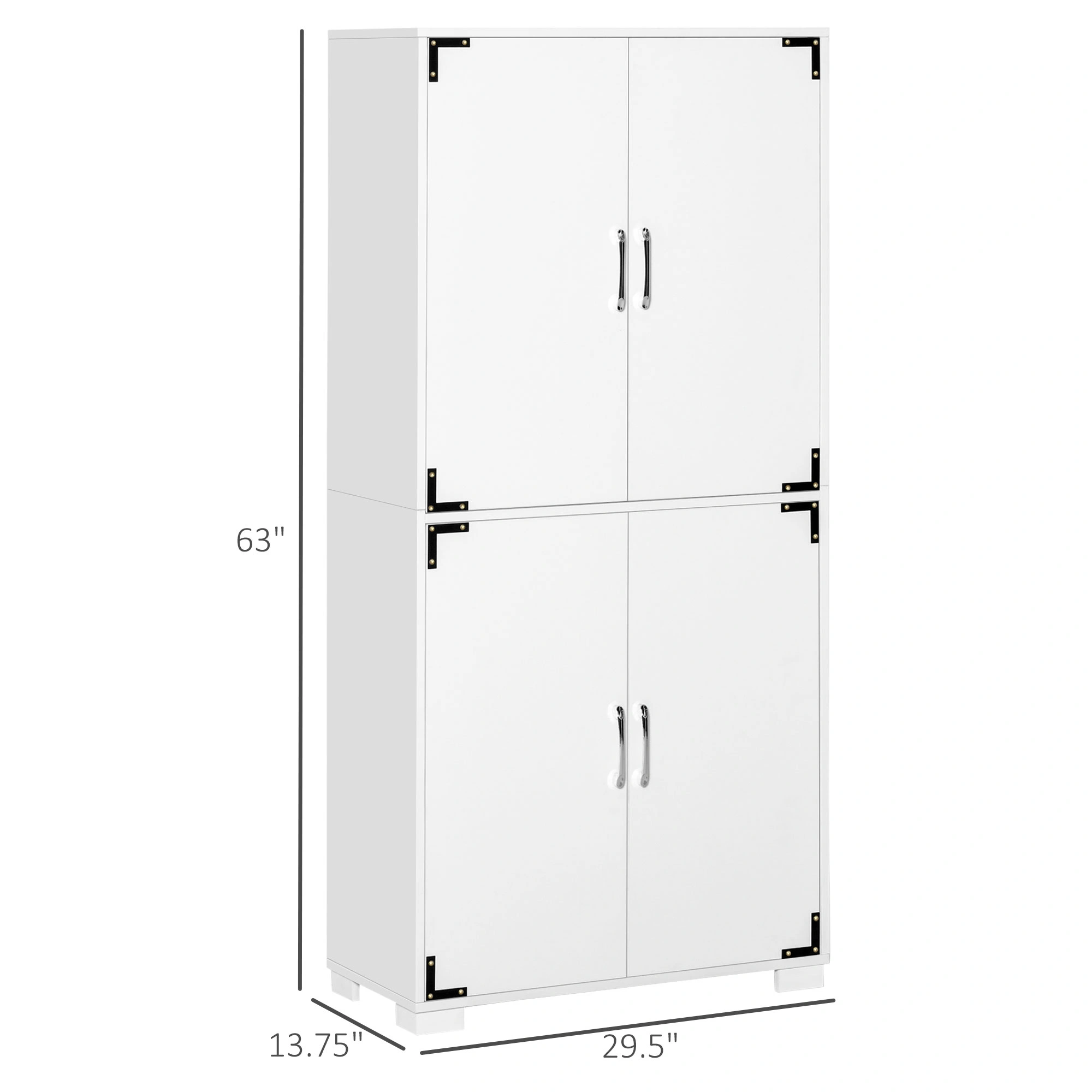 Heavy Duty Storage Cabinet Organizer, 4-Tier Metal Shelf with Doors, Black Industrial Warehouse Cabinet for Garage, Office, Home view 2