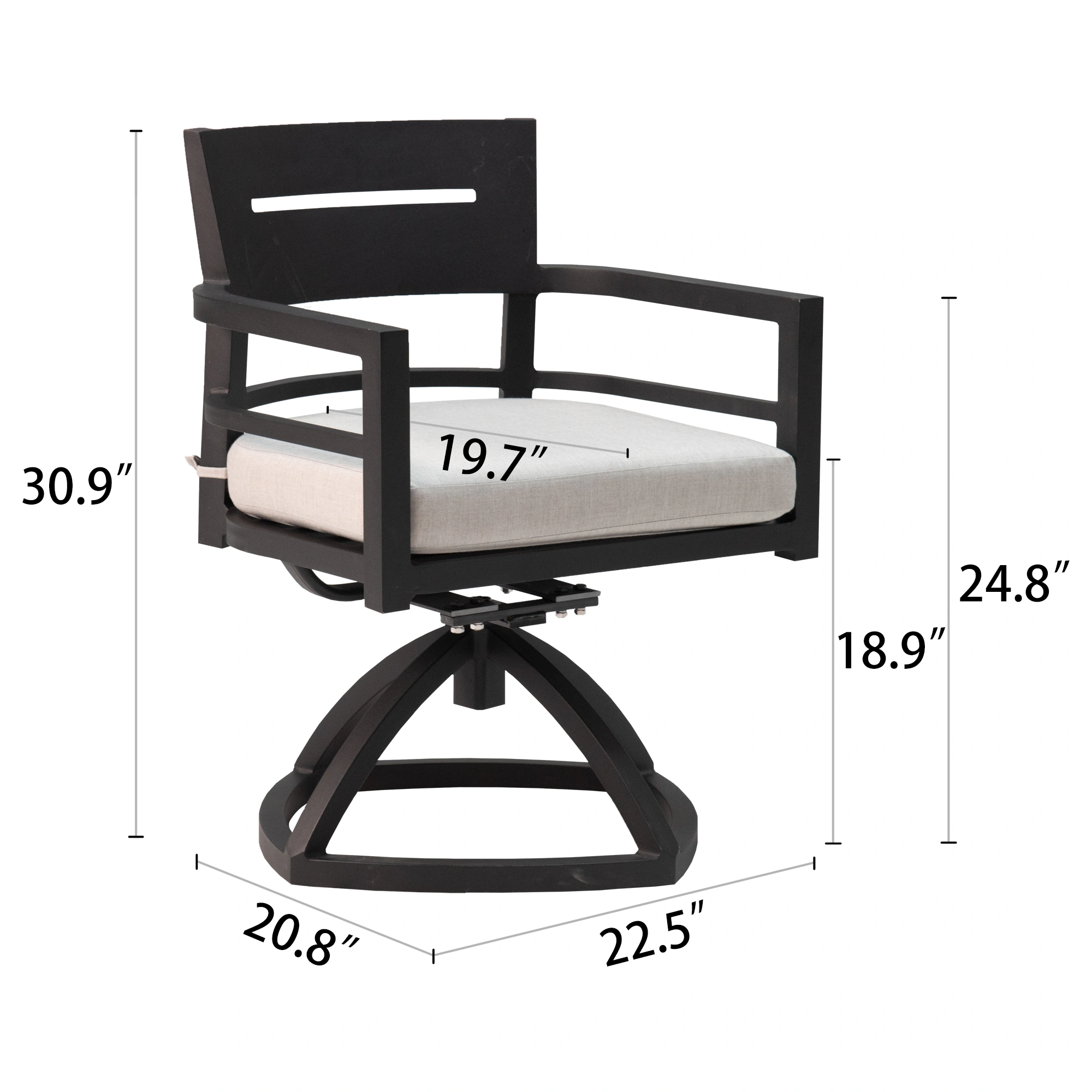 2Pcs Outdoor Patio Aluminum Swivel Rocker Chairs with Sunbrella Cushions, Ember Black view 4