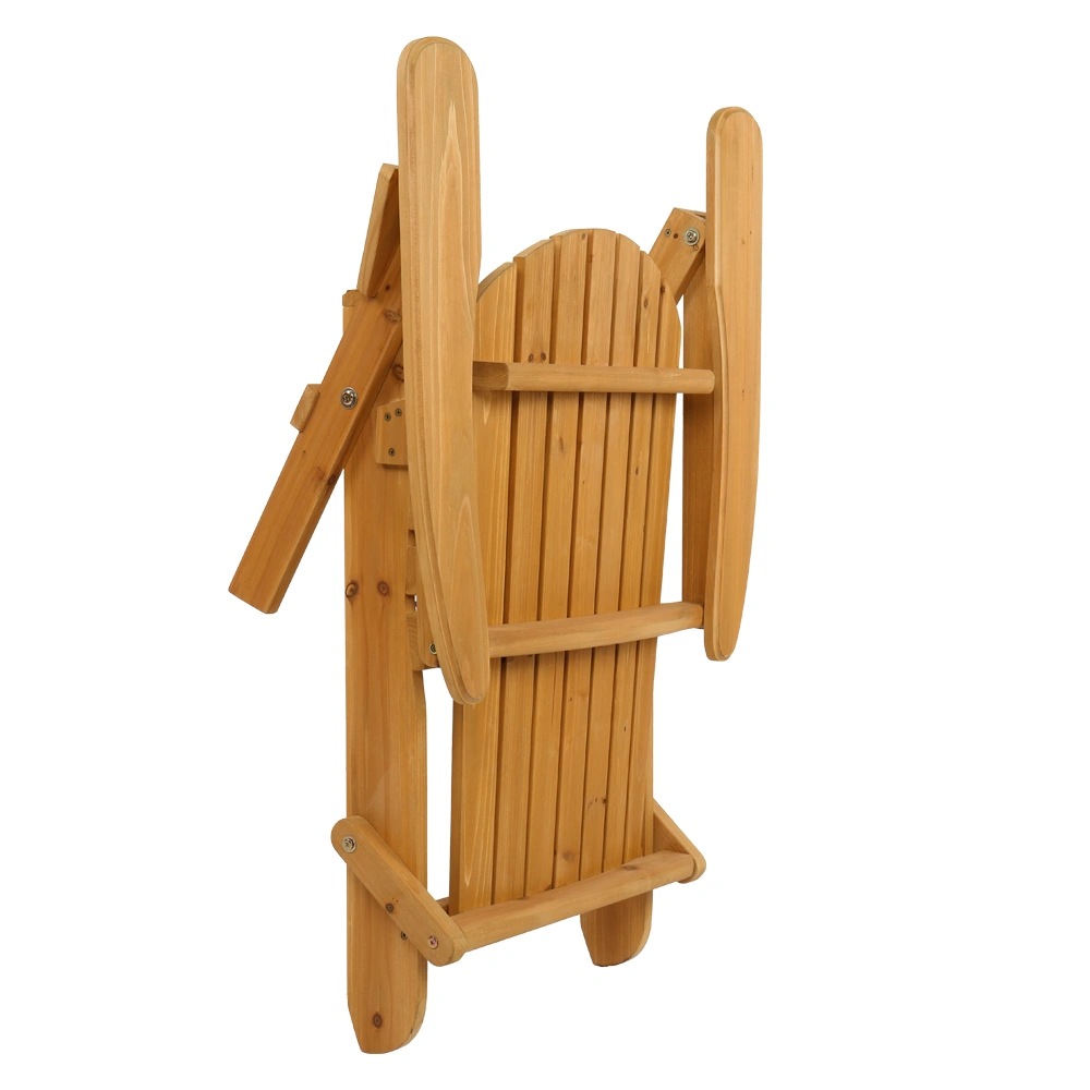 Folding Wooden Adirondack Lounger Chair with Natural Finish view 13