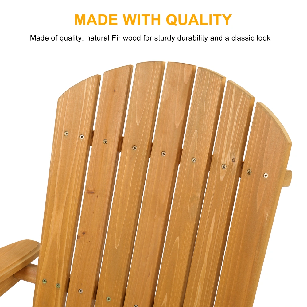 Folding Wooden Adirondack Lounger Chair with Natural Finish view 20