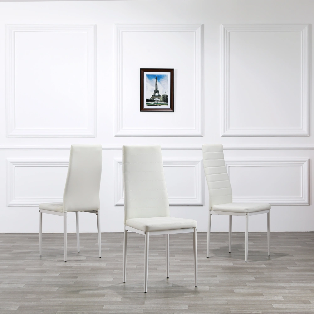6pcs Elegant Assembled Stripping Texture High Backrest Dining Chairs B White(Replace encoding: 36210827) view 2