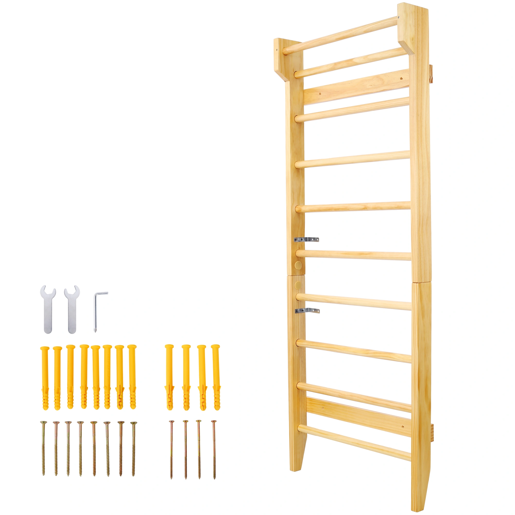 Wood Stall Bars for Gymnastics, Wall Mounted Pull Up Bar, Swedish Ladder for Physical Therapy, Stretching, Home Gym Workout & Yoga view 2