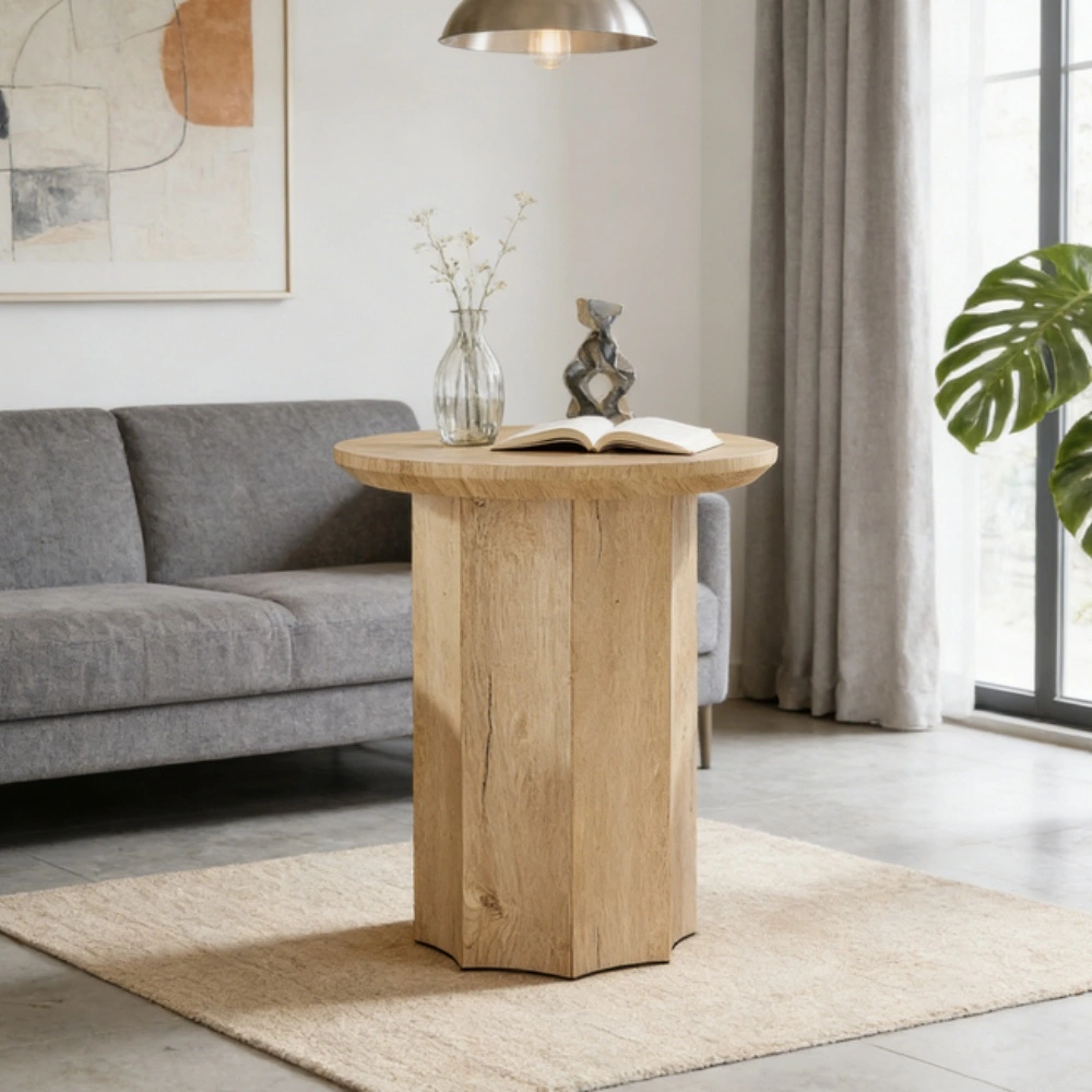 Modern End Table Nightstand with Storage Shelf, Compact Side Table for Sofa, Bedroom, Living Room - Wood Grain Finish, Easy Assembly view 4