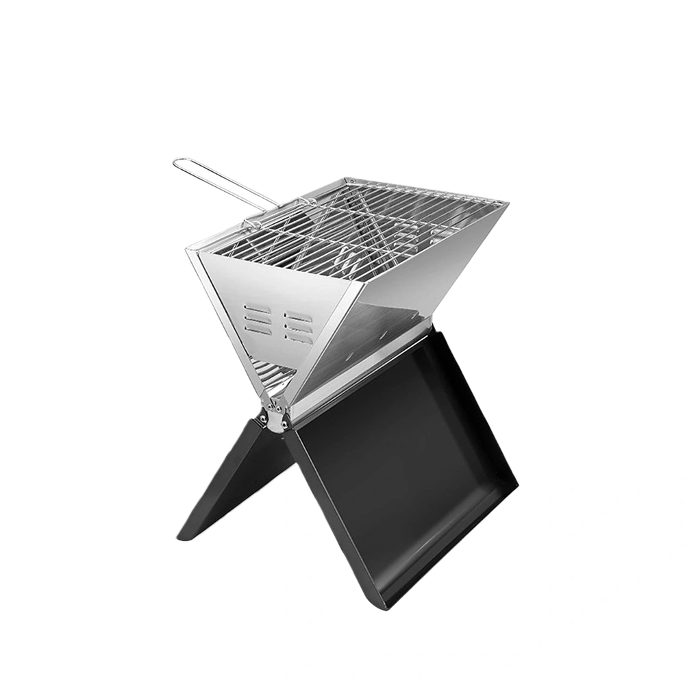 Portable Foldable Briefcase BBQ Grill, Black Powder Coated Iron Outdoor Barbecue for Camping 2-5 People view 3