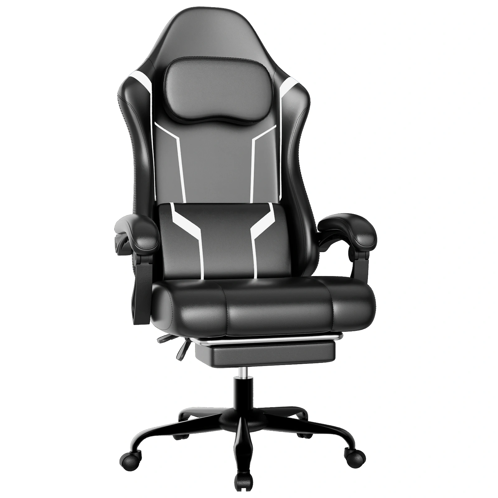 Ergonomic Gaming Chair with Pocket Spring Cushion & Footrest, Height Adjustable Swivel Computer Chair, High Back Video Game Chair with Headrest for Adults