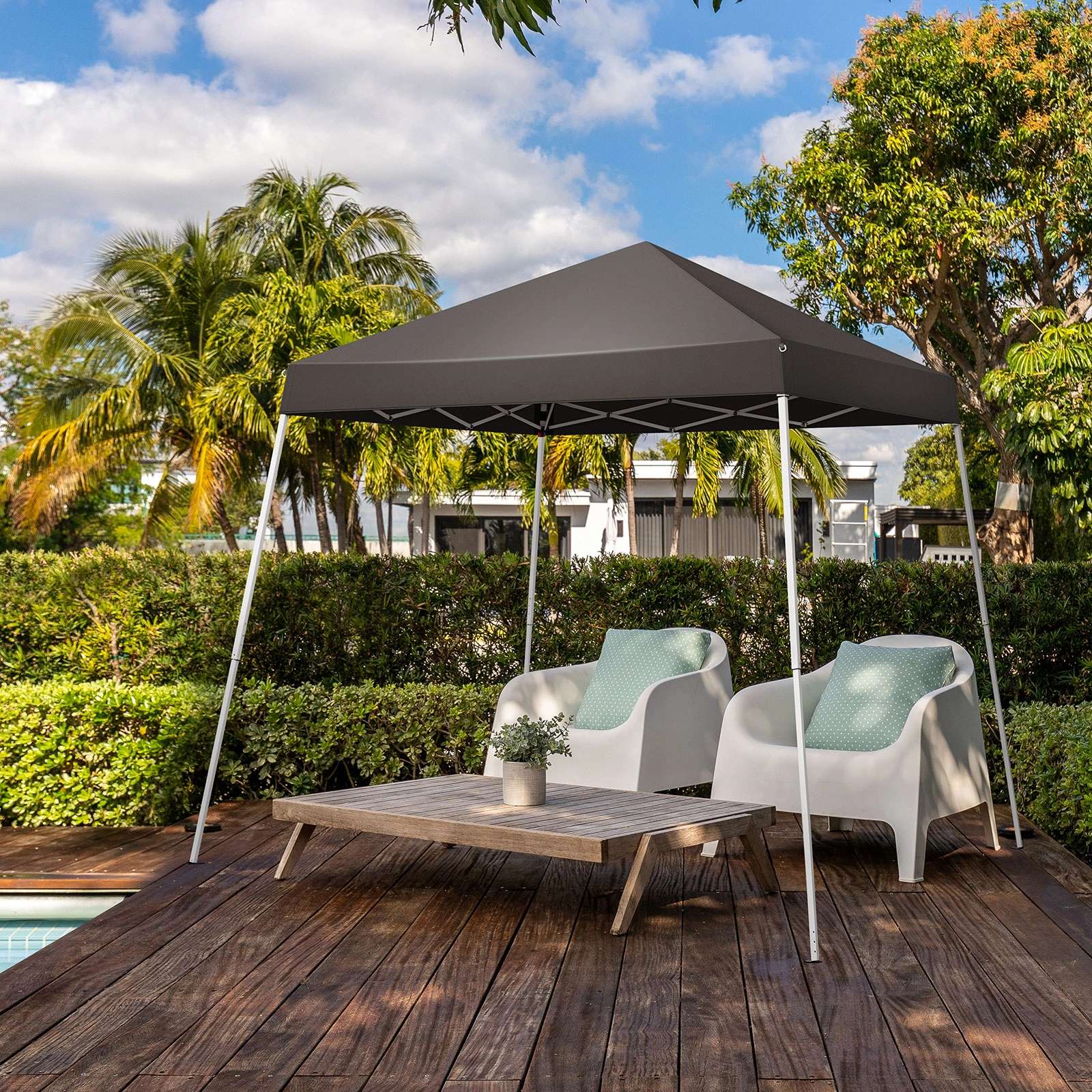 6x6ft Pop Up Canopy Tent, Outdoor Tent Canopy Foldable Portable Canopies for Camping, Patio, Easy Up Gazebo Canopy with Carry Bag Slant Legs, Dark Grey view 13
