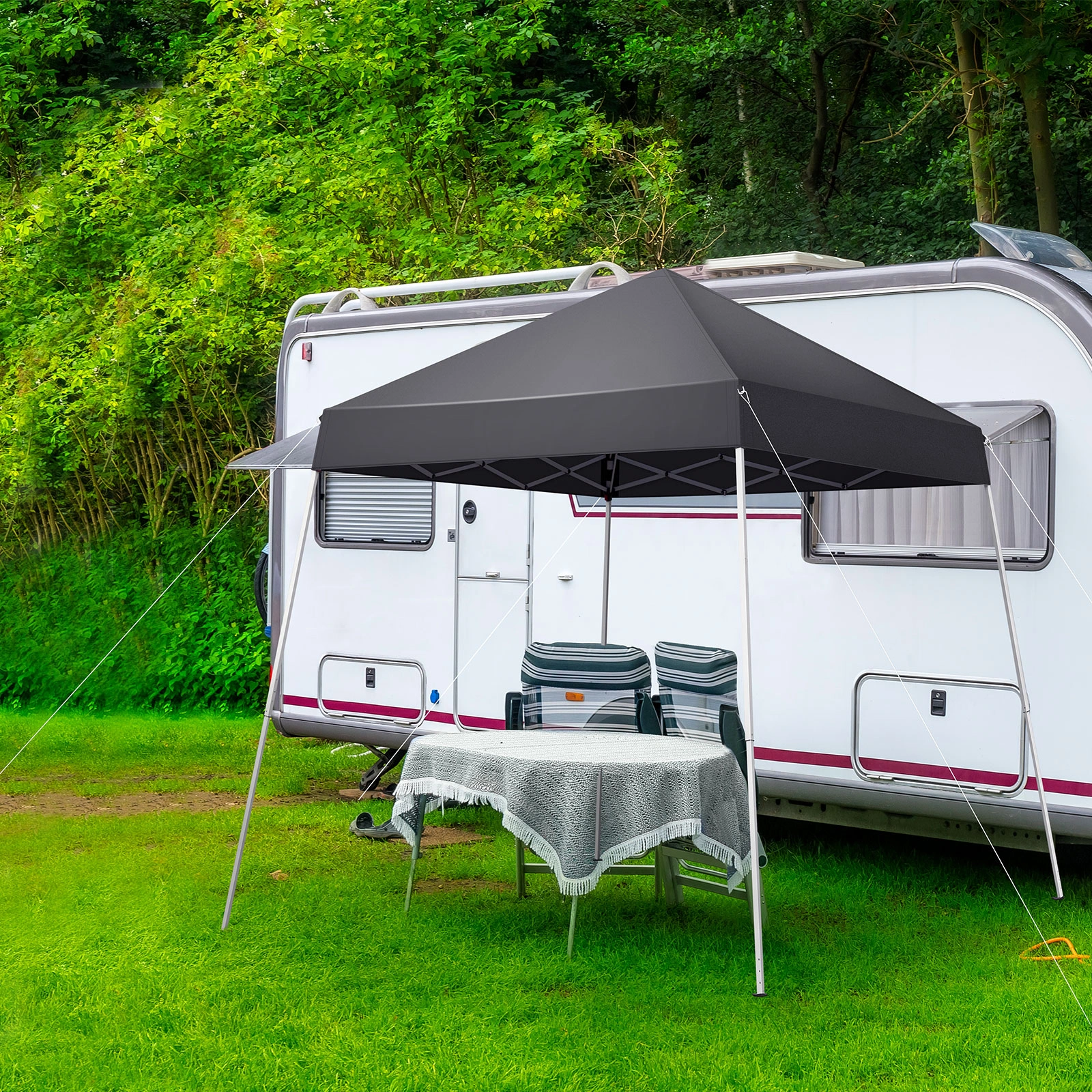 6x6ft Pop Up Canopy Tent, Outdoor Tent Canopy Foldable Portable Canopies for Camping, Patio, Easy Up Gazebo Canopy with Carry Bag Slant Legs, Dark Grey view 14