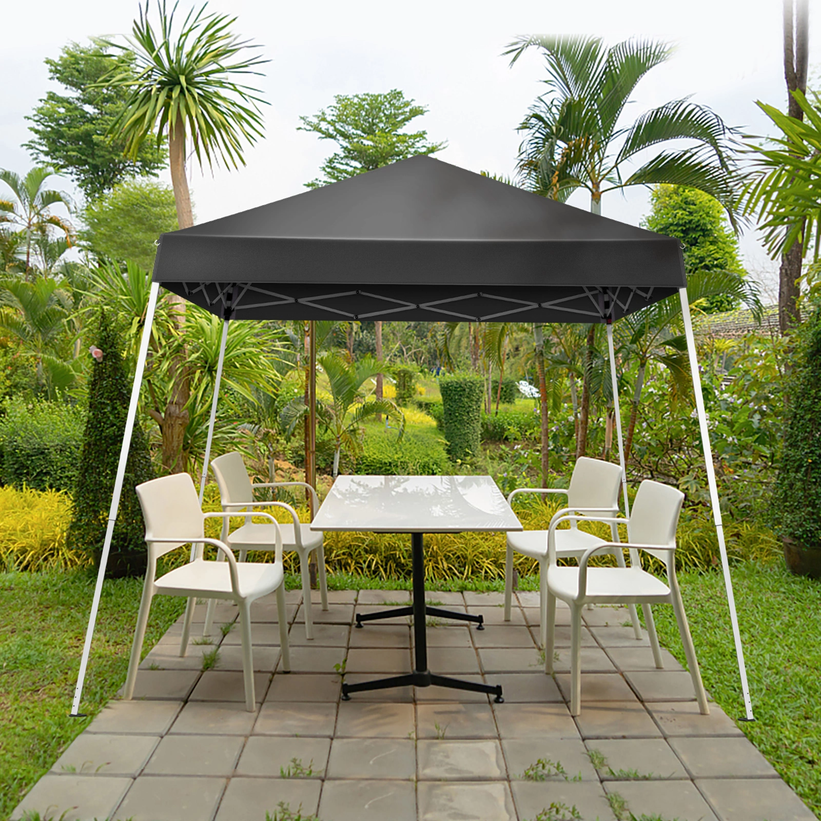 6x6ft Pop Up Canopy Tent, Outdoor Tent Canopy Foldable Portable Canopies for Camping, Patio, Easy Up Gazebo Canopy with Carry Bag Slant Legs, Dark Grey view 15