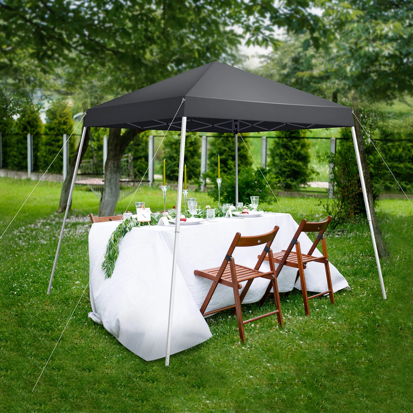 6x6ft Pop Up Canopy Tent, Outdoor Tent Canopy Foldable Portable Canopies for Camping, Patio, Easy Up Gazebo Canopy with Carry Bag Slant Legs, Dark Grey view 18