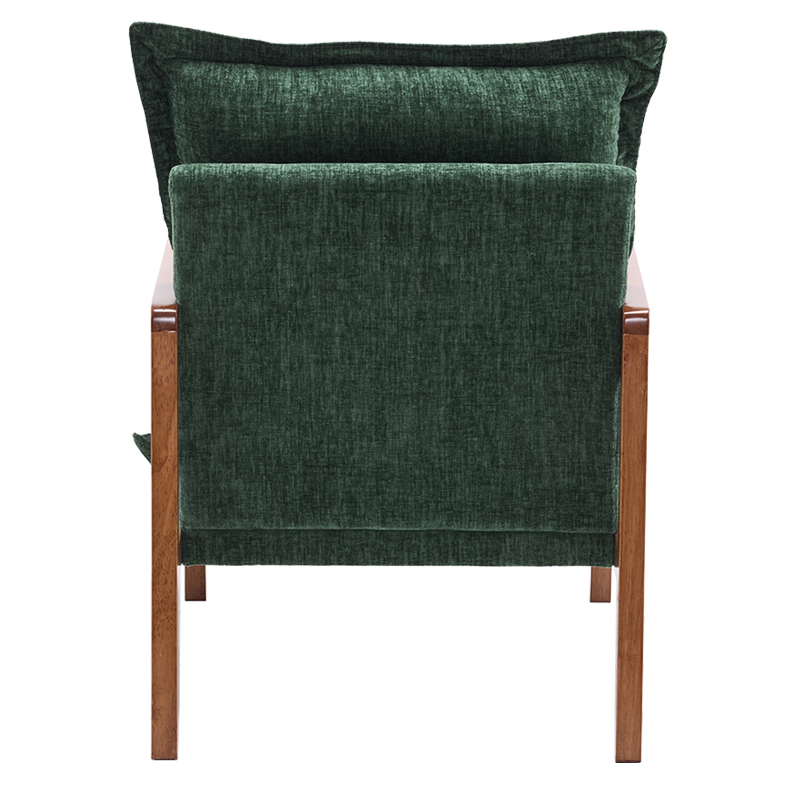 Cloud Shaped Indoor Leisure Chair with Solid Wood Armrest & Solid Wood Frame, Chenille Fabric Accent Chair with Lumbar Pillow, Single Sofa Chair Dark Green view 6