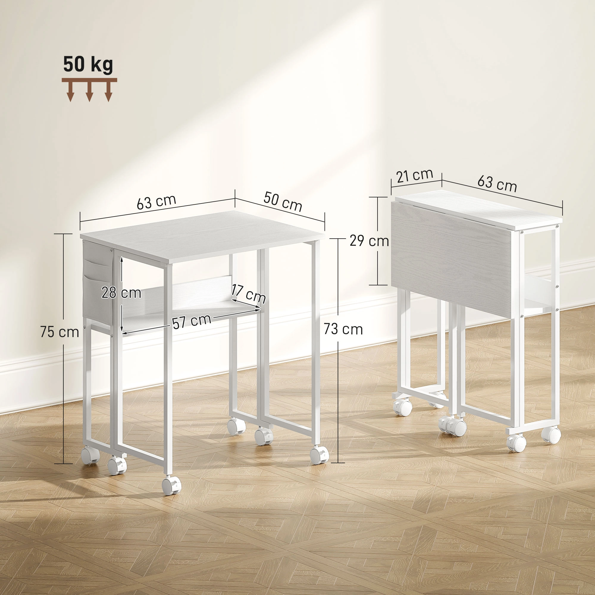Modern Writing Desk, Compact Study Table with Storage Drawer, Space-Saving Home Office Desk for Bedroom, Living Room, Small Spaces view 2