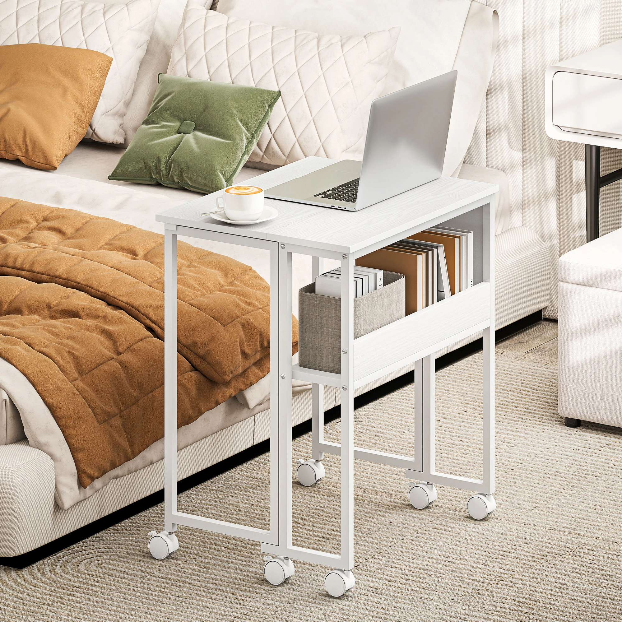 Modern Writing Desk, Compact Study Table with Storage Drawer, Space-Saving Home Office Desk for Bedroom, Living Room, Small Spaces view 5