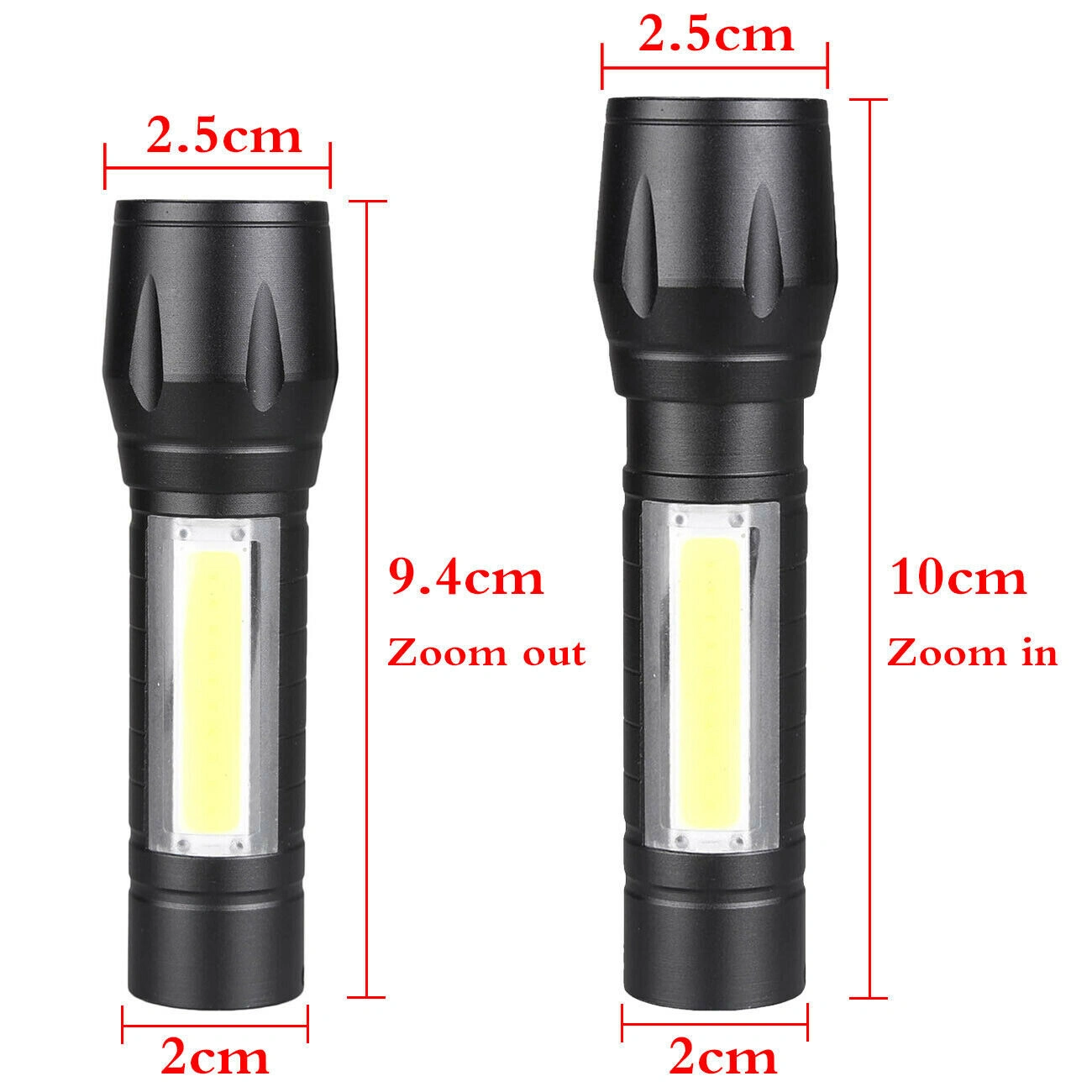 4 Pack Mini Zoomable LED Flashlight USB Rechargeable Camping Hiking Work Light view 2