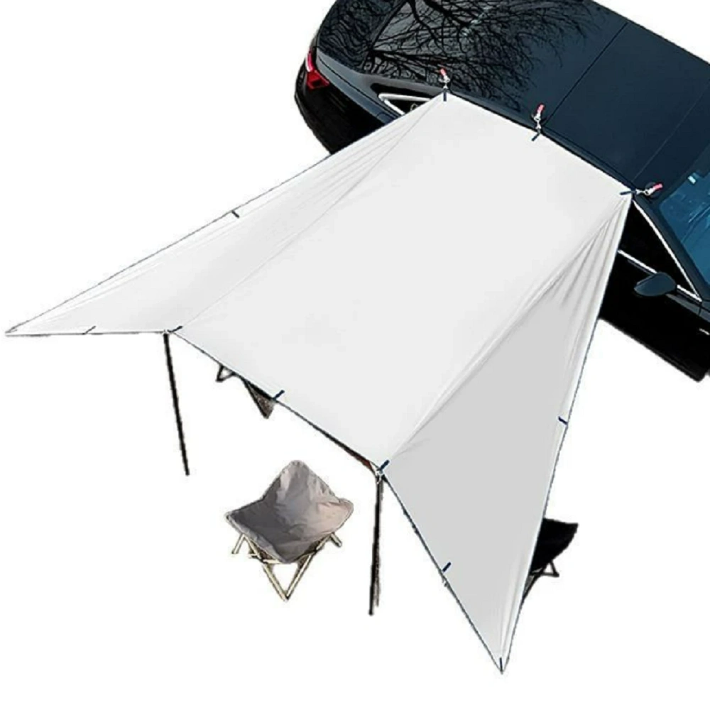 5x3M Gold/Black Coating Car Roof Awning Tent, 2-6 Person UV Protection Camping Canopy, Suction Cup Mount for Sedan SUV MPV Off-Road