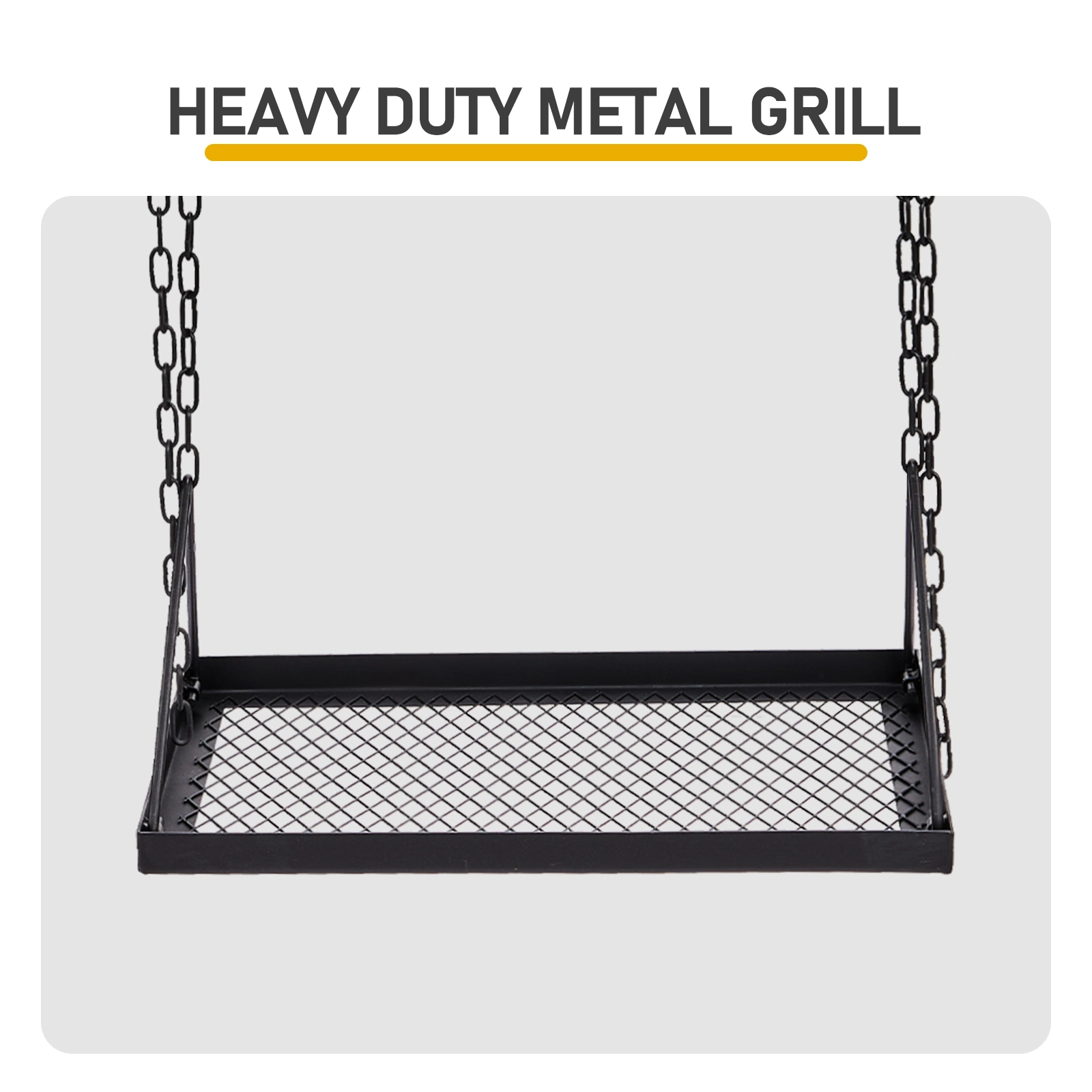 Grill Swing Campfire Grill Stand with Iron Grill Grate, Collapsible Portable Cookware Hanging Rack with Hooks & Carry Bag, Campfire Cooking Rack for Dutch Oven Bonfire, Black view 7