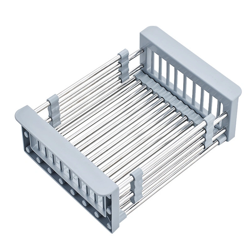 Kitchen Retractable Draining Rack Sink Water Rack Basket Expandable Deep & Large Dish Drying Rack Rustproof Stainless Steel KJTS108 view 2