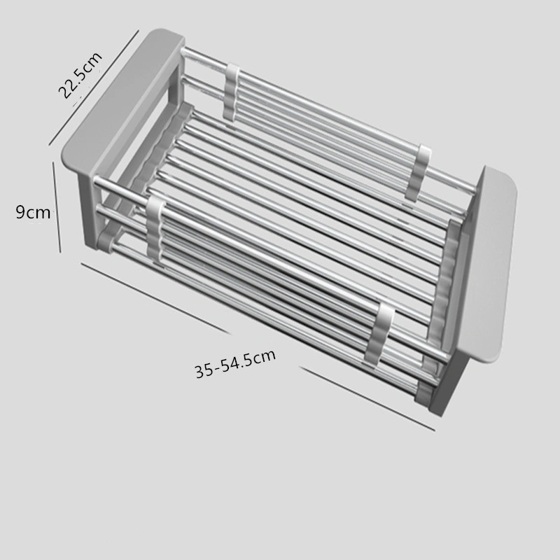 Kitchen Retractable Draining Rack Sink Water Rack Basket Expandable Deep & Large Dish Drying Rack Rustproof Stainless Steel KJTS108 view 3