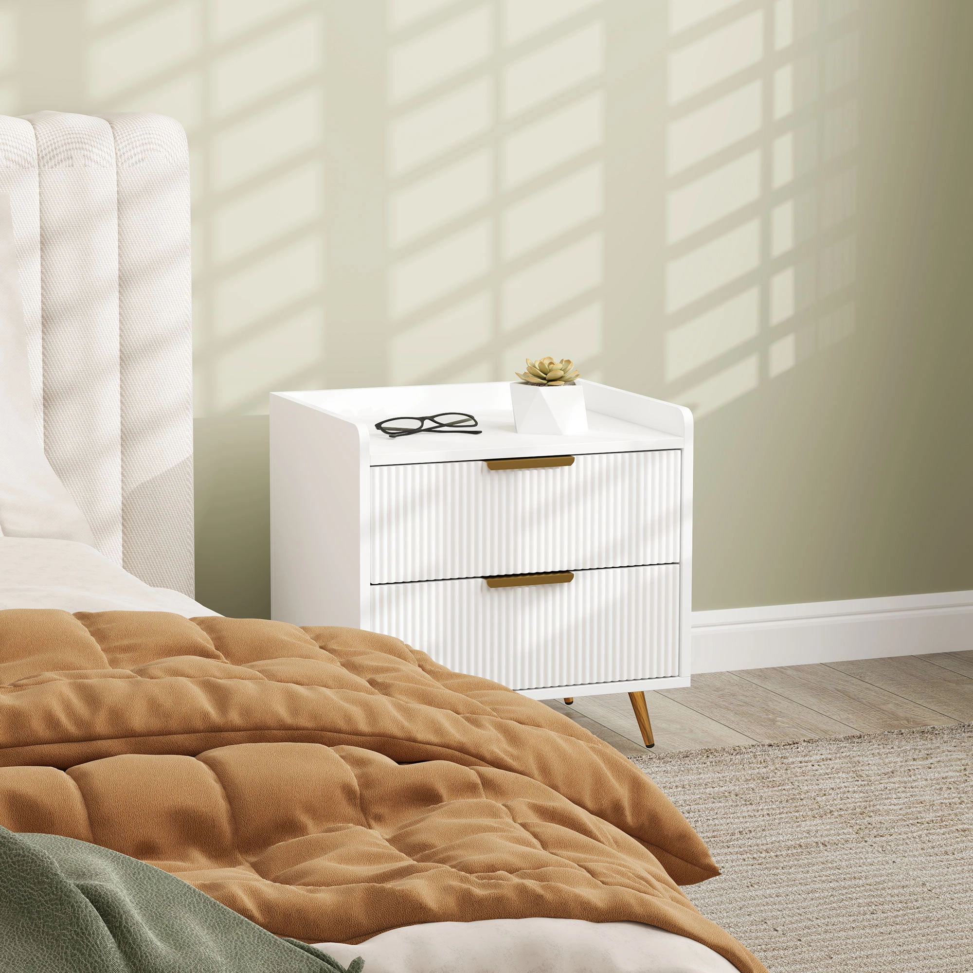 Modern Bedside Tables, Compact Nightstand Side Table for Bedroom Home Office view 3
