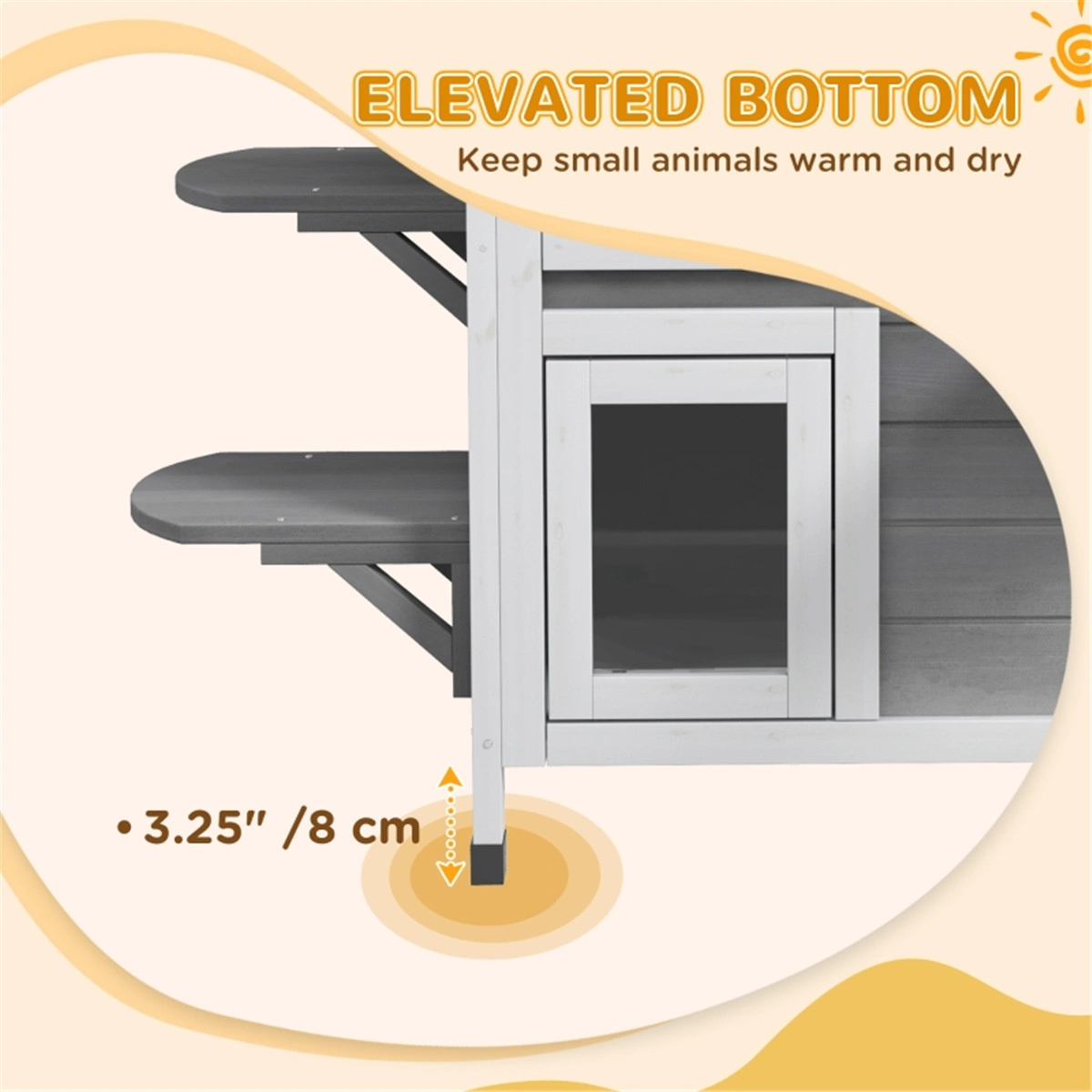 White 2-Tier Wooden Outdoor Cat Shelter with Openable Asphalt Roof, 4 Rest Platforms - Kitten Condo House view 3