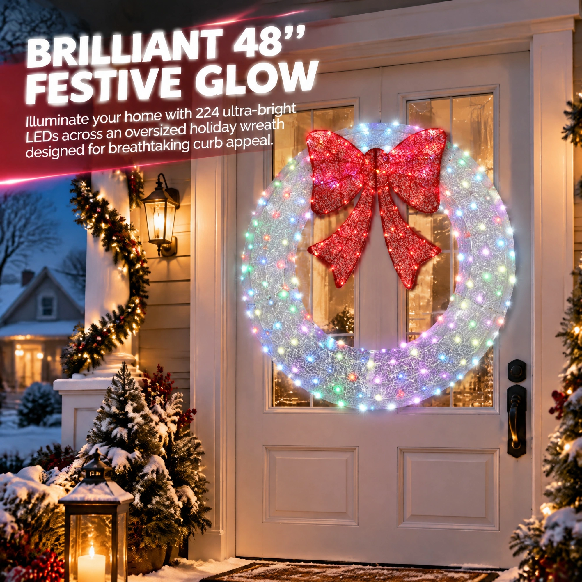 48in Pre-Lit Christmas Wreath with view 6