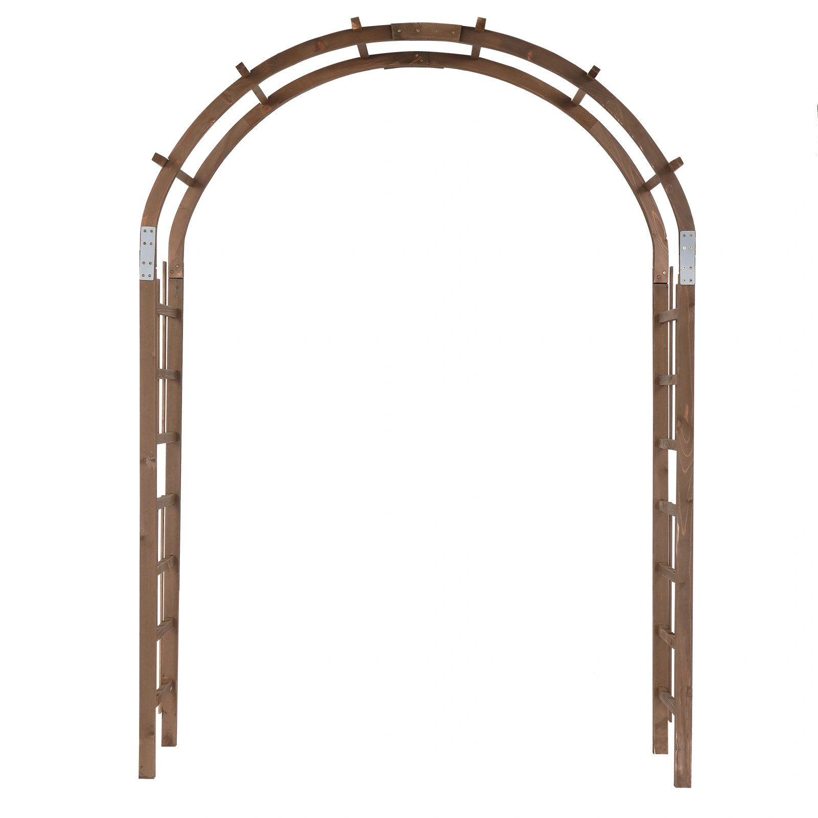 7FT Wooden Garden Arbor, Wedding Arch Backdrop Stand for Ceremony Party, Garden Pergola with Trellis for Climbing Plants, Dark Brown view 22