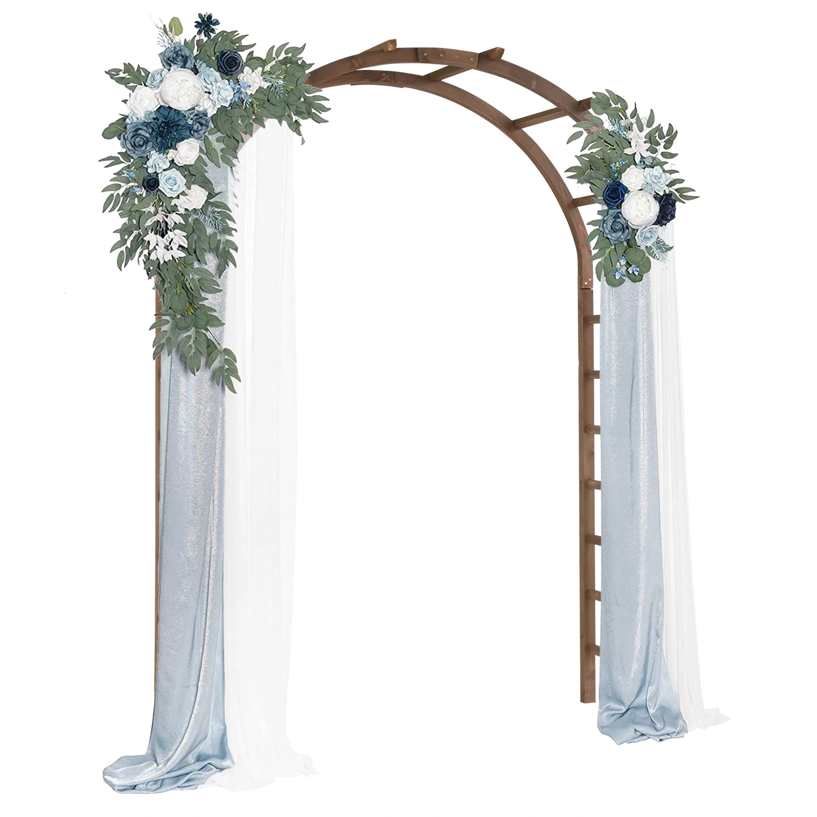 7FT Wooden Garden Arbor, Wedding Arch Backdrop Stand for Ceremony Party, Garden Pergola with Trellis for Climbing Plants, Dark Brown view 3