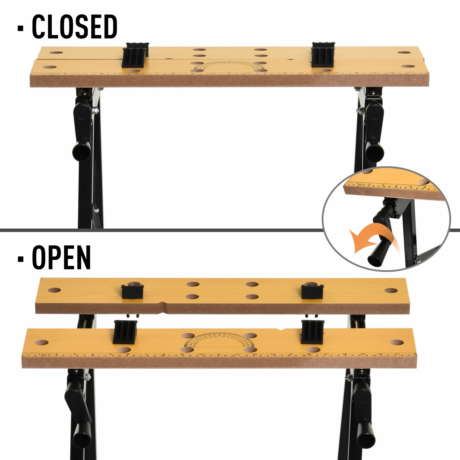 Foldable Work Bench - Multi-Function Portable Tool Cart with Storage Shelf, Commercial Grade Steel view 2