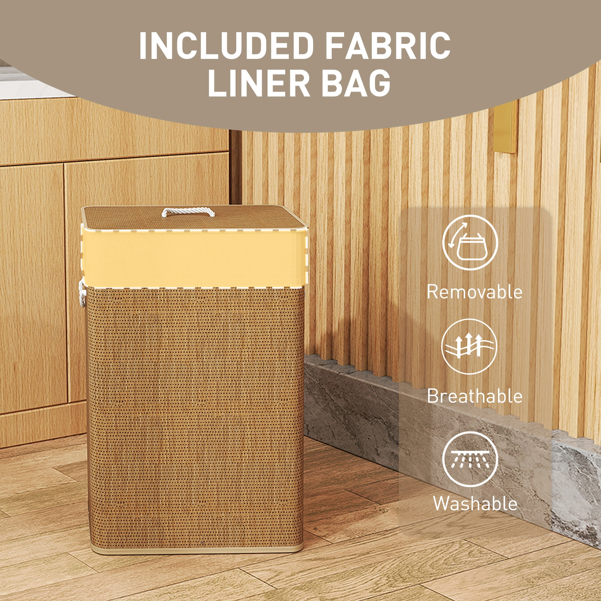 Laundry Hamper Cabinet with Doors - Folding Storage Cabinet, Hidden Wash Basket Organizer for Bathroom view 5