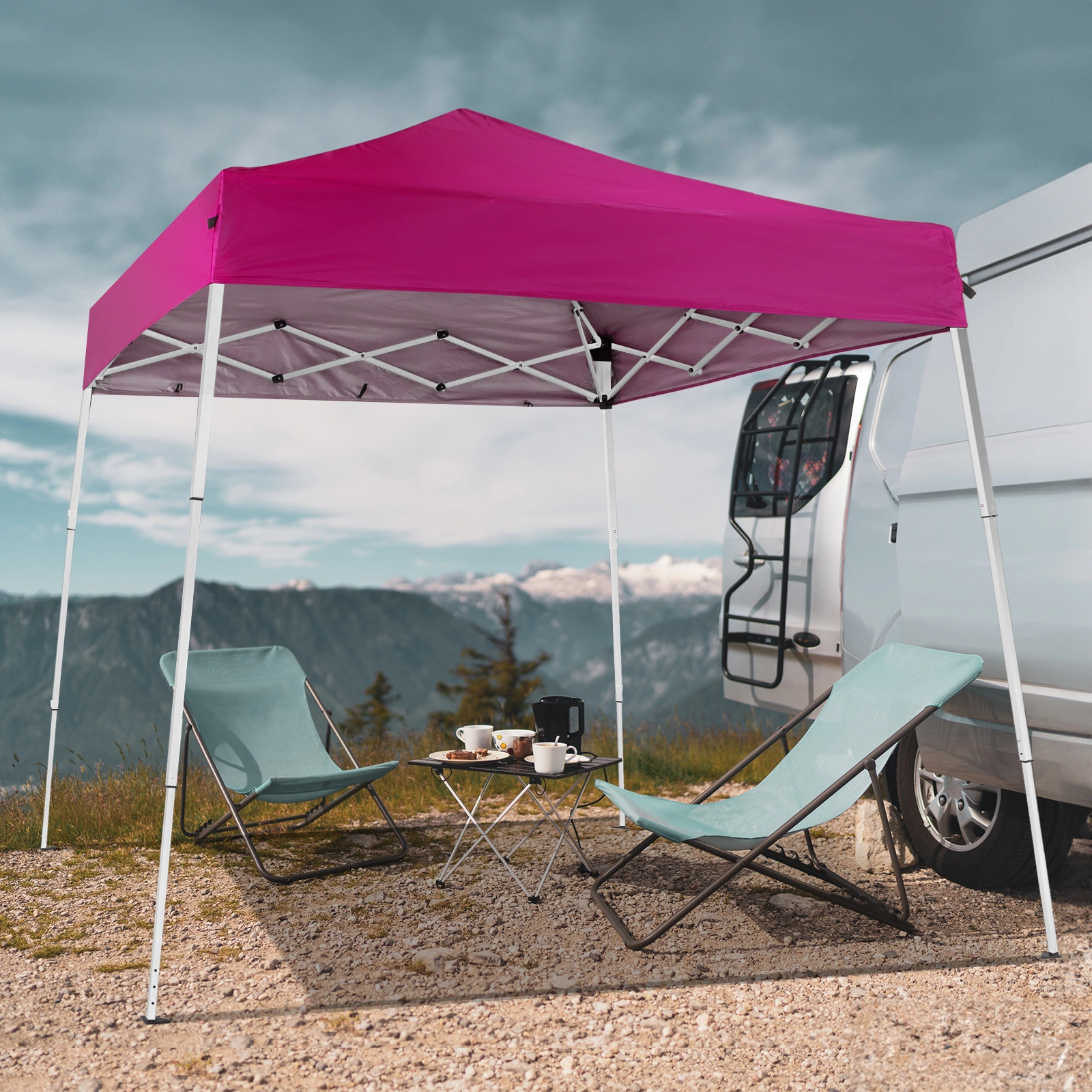 6x6ft Pop Up Canopy Tent, Outdoor Tent Canopy Foldable Portable Canopies for Camping, Patio, Easy Up Gazebo Canopy with Carry Bag Slant Legs,pink view 14