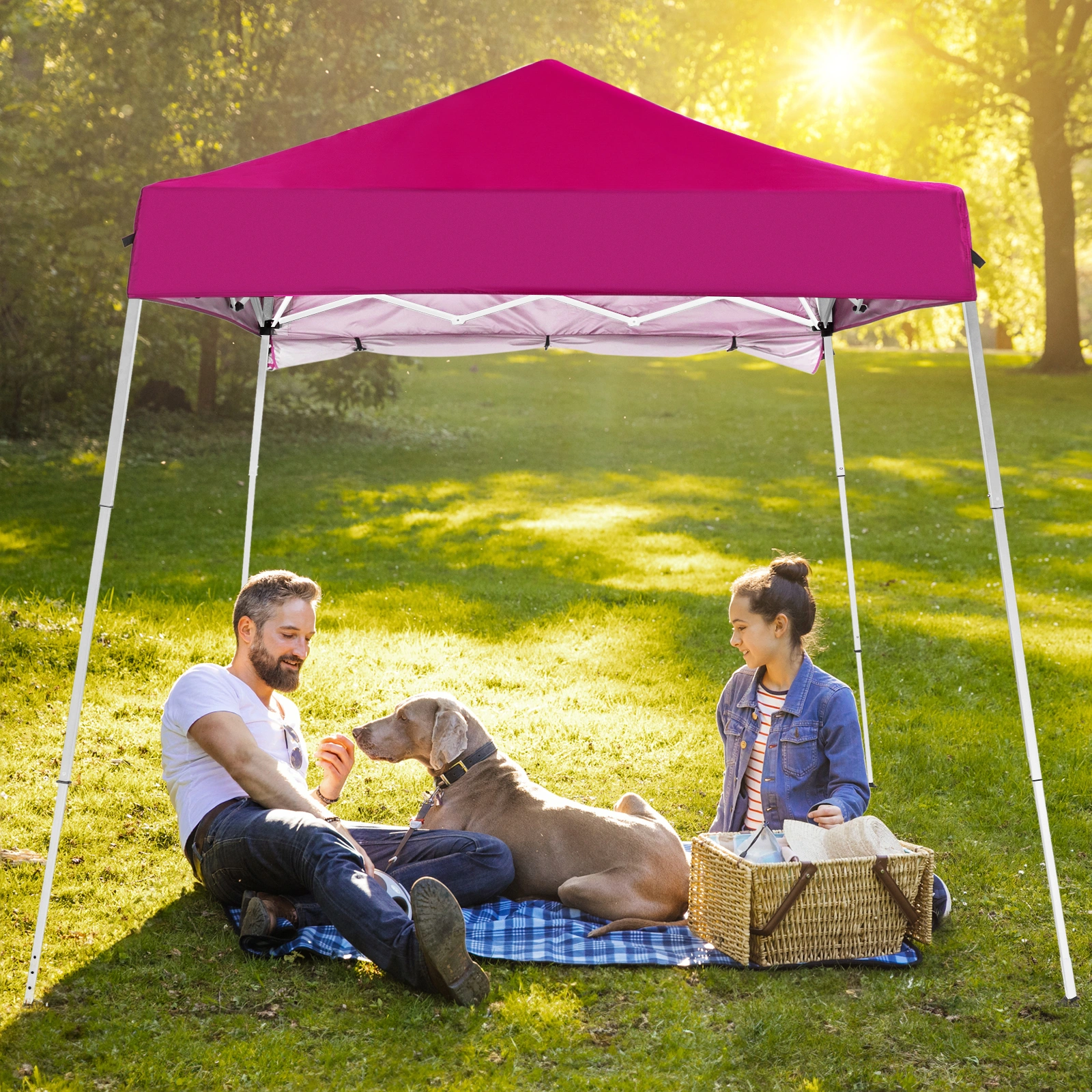 6x6ft Pop Up Canopy Tent, Outdoor Tent Canopy Foldable Portable Canopies for Camping, Patio, Easy Up Gazebo Canopy with Carry Bag Slant Legs,pink view 16