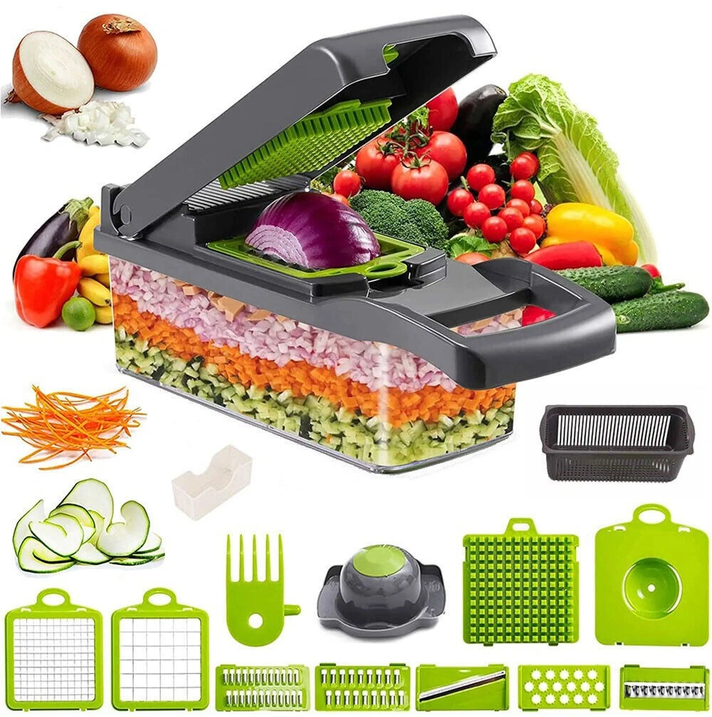 15-in-1 Vegetable Chopper Cutter, Multifunctional Fruit Onion Dicer & Kitchen Slicer for Food Prep