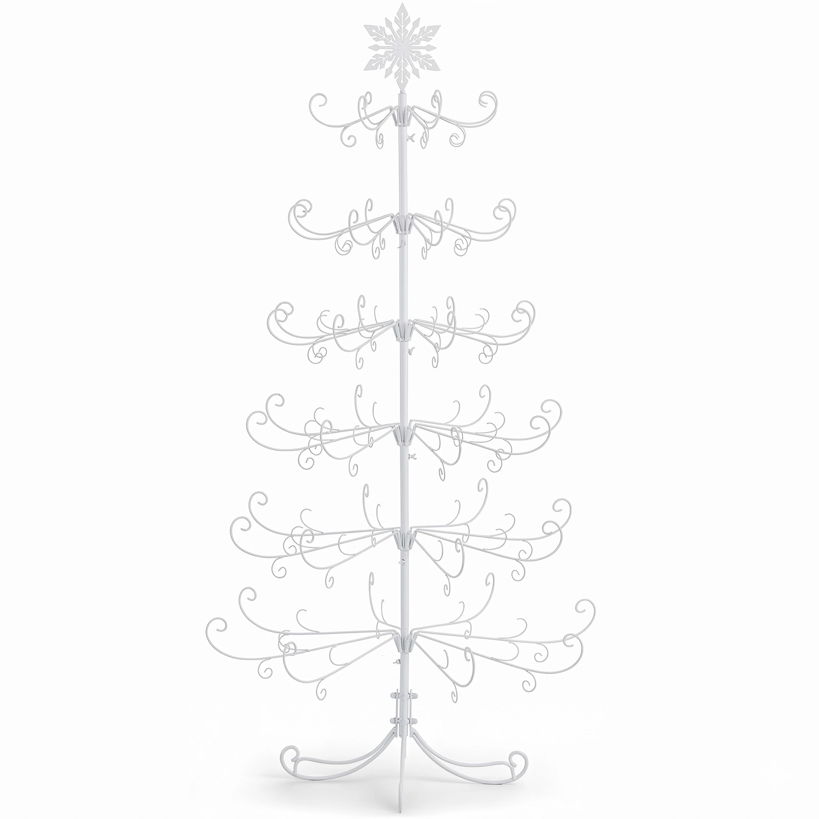 6ft White PVC Metal Artificial Christmas Tree with Snowflake Topper, No Extra Ornaments, Daily Decor Tree view 2