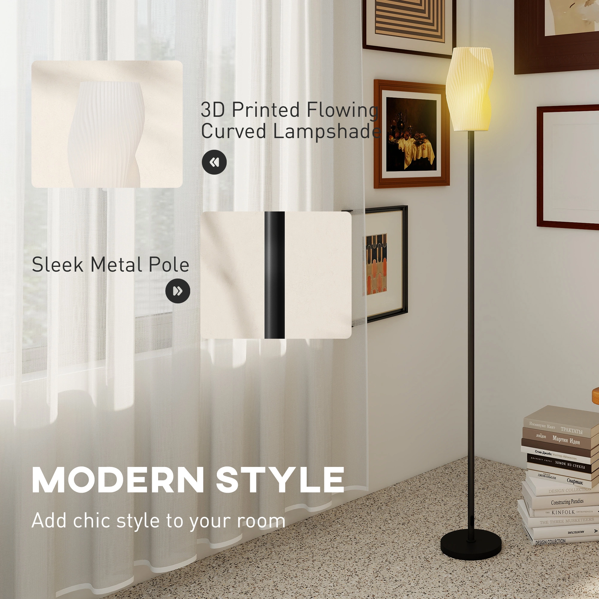 Minimalist Floor Lamp | Sleek Standing Light with Base for Home, Office, Bedroom Decor view 5