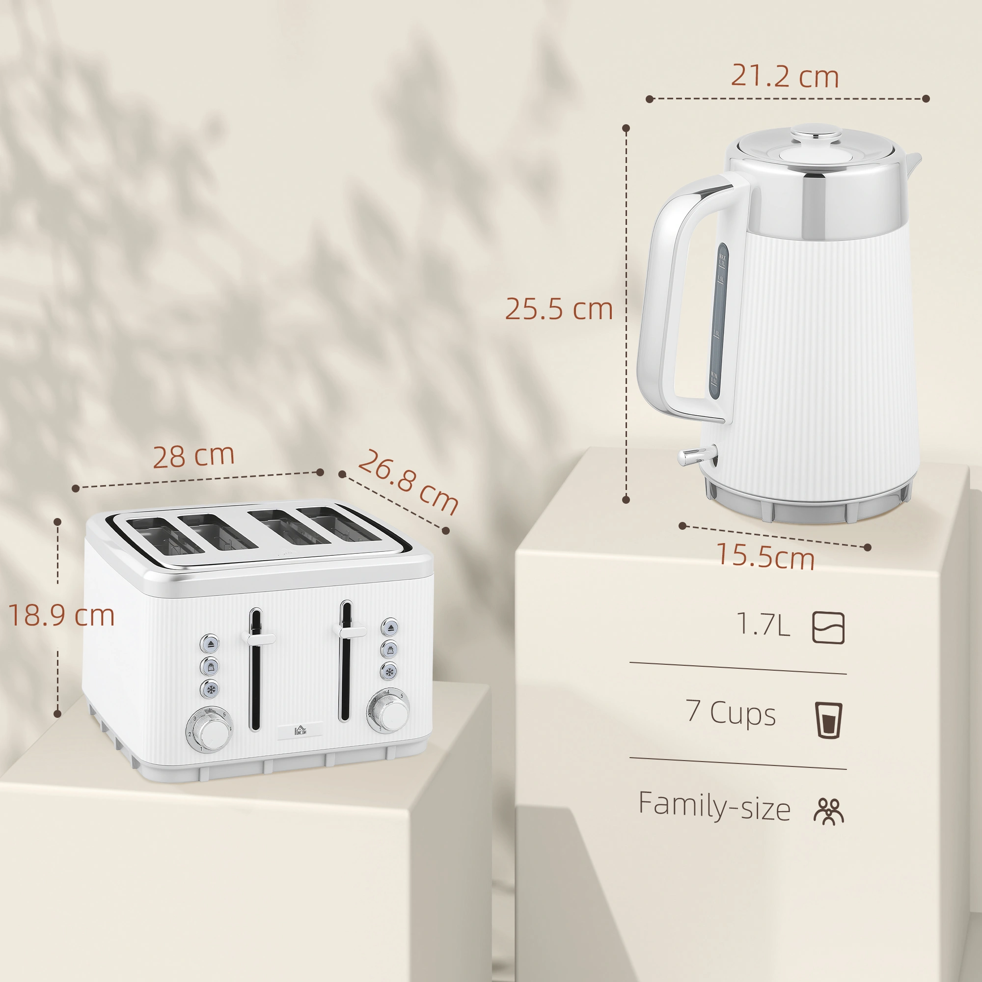 Kitchen Kettle and Toaster Set, 1.8L Cordless Electric Glass Kettle with LED Light, 4-Slice Wide Slot Toaster, Brushed Nickel Combo view 3